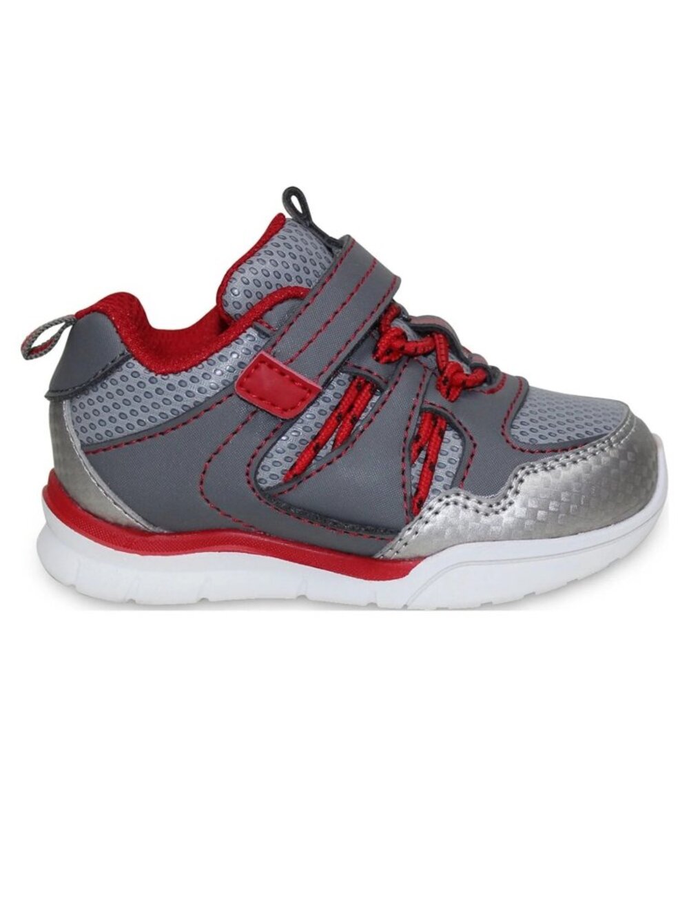 Athletic Works Infant Boys Size 3 Shoes Athletic Dual-Fit Memory Foam Gray Red - Picture 3 of 7